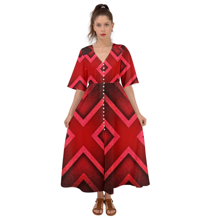 Wallpaper Red Abstract Kimono Sleeve Boho Dress