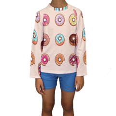 Donut Sweets Baking Food Tasty Kids  Long Sleeve Swimwear by Pakrebo