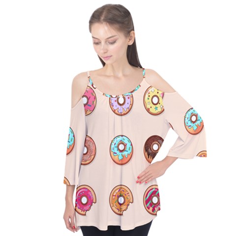 Donut Sweets Baking Food Tasty Flutter Tees by Pakrebo