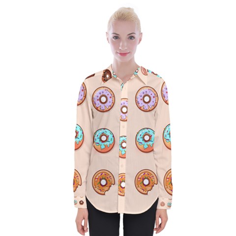 Donut Sweets Baking Food Tasty Womens Long Sleeve Shirt by Pakrebo