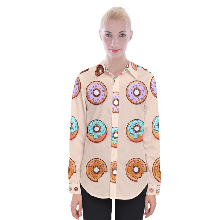 Donut Sweets Baking Food Tasty Womens Long Sleeve Shirt