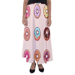 Donut Sweets Baking Food Tasty Flared Maxi Skirt by Pakrebo