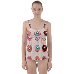 Donut Sweets Baking Food Tasty Twist Front Tankini Set by Pakrebo