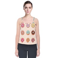 Donut Sweets Baking Food Tasty Velvet Spaghetti Strap Top by Pakrebo