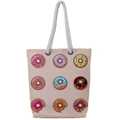 Donut Sweets Baking Food Tasty Full Print Rope Handle Tote (small) by Pakrebo