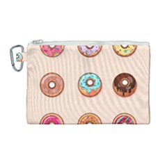 Donut Sweets Baking Food Tasty Canvas Cosmetic Bag (large) by Pakrebo