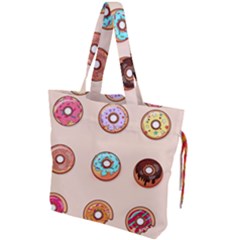 Donut Sweets Baking Food Tasty Drawstring Tote Bag by Pakrebo