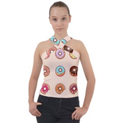 Donut Sweets Baking Food Tasty Cross Neck Velour Top by Pakrebo