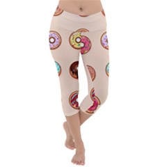 Donut Sweets Baking Food Tasty Lightweight Velour Capri Yoga Leggings by Pakrebo