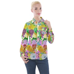 Illustration Pattern Abstract Women s Long Sleeve Pocket Shirt