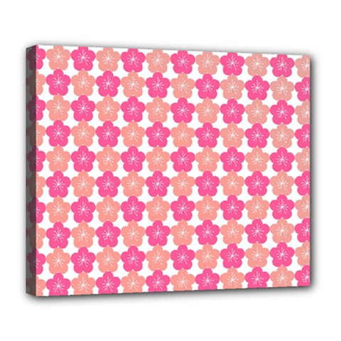 Sakura Flower Pattern Deluxe Canvas 24  X 20  (stretched) by Pakrebo