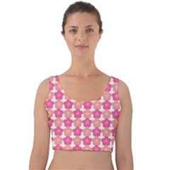 Sakura Flower Pattern Velvet Crop Top by Pakrebo