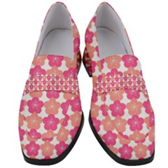 Sakura Flower Pattern Women s Chunky Heel Loafers by Pakrebo