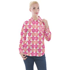 Sakura Flower Pattern Women s Long Sleeve Pocket Shirt