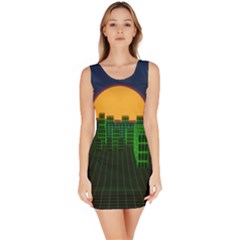 Neon City Retro Grid 80s Bodycon Dress by Pakrebo