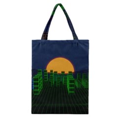 Neon City Retro Grid 80s Classic Tote Bag by Pakrebo