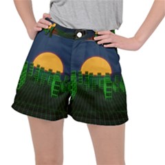 Neon City Retro Grid 80s Ripstop Shorts by Pakrebo