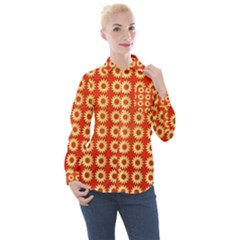 Wallpaper Illustration Pattern Women s Long Sleeve Pocket Shirt