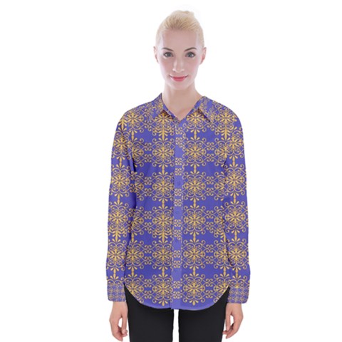 Pattern Wallpaper Ornament Retro Womens Long Sleeve Shirt by Pakrebo