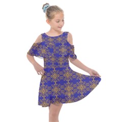 Pattern Wallpaper Ornament Retro Kids  Shoulder Cutout Chiffon Dress by Pakrebo