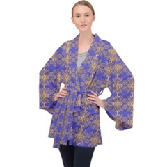 Pattern Wallpaper Ornament Retro Velvet Kimono Robe by Pakrebo