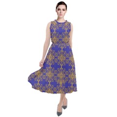 Pattern Wallpaper Ornament Retro Round Neck Boho Dress