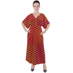 Pattern Textile Structure Abstract V-neck Boho Style Maxi Dress