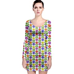 Flowers Colors Colorful Flowering Long Sleeve Bodycon Dress by Pakrebo