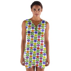 Flowers Colors Colorful Flowering Wrap Front Bodycon Dress by Pakrebo