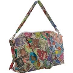 Old Vintage Japanese Mix Stamp Canvas Crossbody Bag