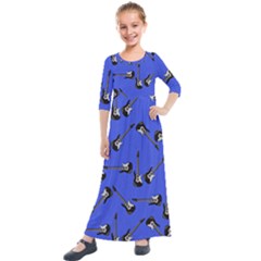 Guitar Instruments Music Rock Kids  Quarter Sleeve Maxi Dress by Pakrebo