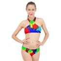 Color Halftone Grid Raster Image High Neck Bikini Set View1