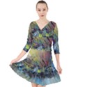 abstract Quarter Sleeve Front Wrap Dress View1