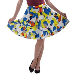 Pop Art Camouflage 2 A-line Skater Skirt