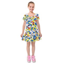 Pop Art Camouflage 2 Kids  Short Sleeve Velvet Dress by impacteesstreetweareight