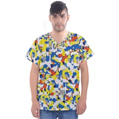 Pop Art Camouflage 2 Men s V-neck Scrub Top