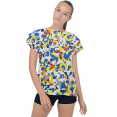 Pop Art Camouflage 2 Ruffle Collar Chiffon Blouse