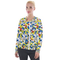 Pop Art Camouflage 2 Velour Zip Up Jacket