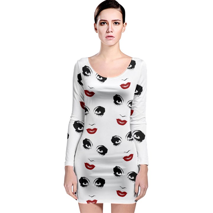 Bianca Del Rio pattern Long Sleeve Bodycon Dress