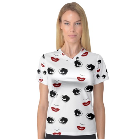 Bianca Del Rio Pattern V-neck Sport Mesh Tee by Valentinaart