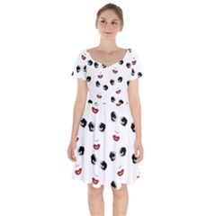 Bianca Del Rio Pattern Short Sleeve Bardot Dress by Valentinaart