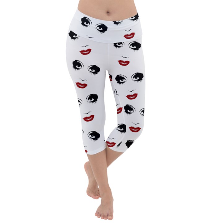 Bianca Del Rio pattern Lightweight Velour Capri Yoga Leggings