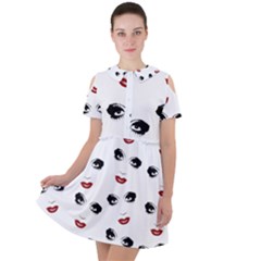 Bianca Del Rio Pattern Short Sleeve Shoulder Cut Out Dress  by Valentinaart