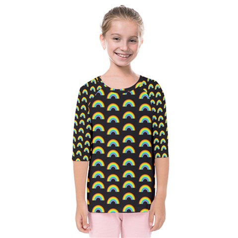 Pride Rainbow Flag Pattern Kids  Quarter Sleeve Raglan Tee by Valentinaart