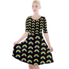 Pride Rainbow Flag Pattern Quarter Sleeve A-line Dress by Valentinaart