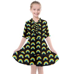 Pride Rainbow Flag Pattern Kids  All Frills Chiffon Dress by Valentinaart