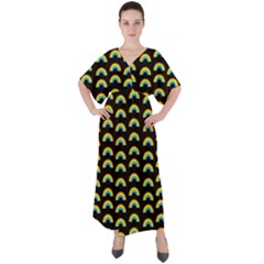 Pride Rainbow Flag Pattern V-neck Boho Style Maxi Dress