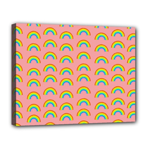 Pride Rainbow Flag Pattern Canvas 14  X 11  (stretched) by Valentinaart