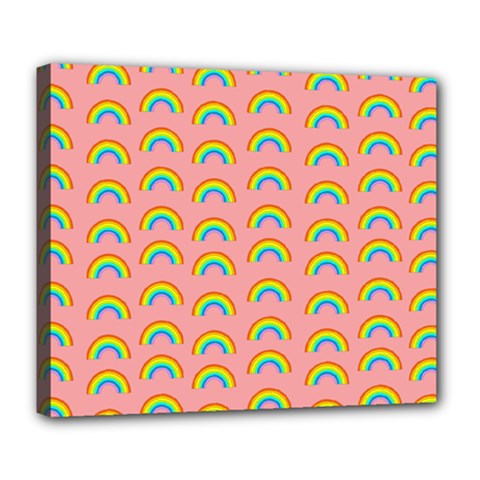 Pride Rainbow Flag Pattern Deluxe Canvas 24  X 20  (stretched) by Valentinaart