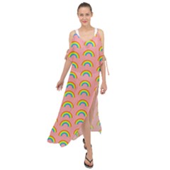 Pride Rainbow Flag Pattern Maxi Chiffon Cover Up Dress by Valentinaart